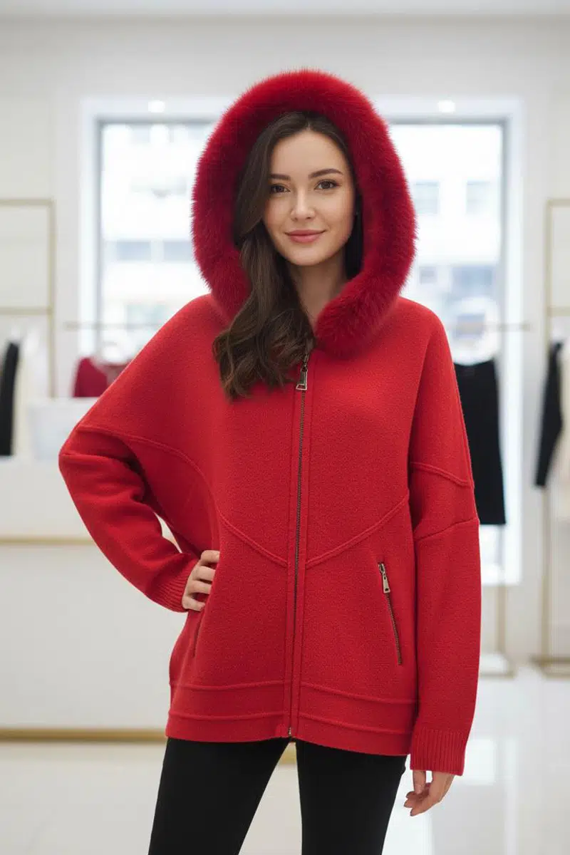 63908 ONTEKS HIRKA YAKASI KÜRKLÜ FERMUARLI