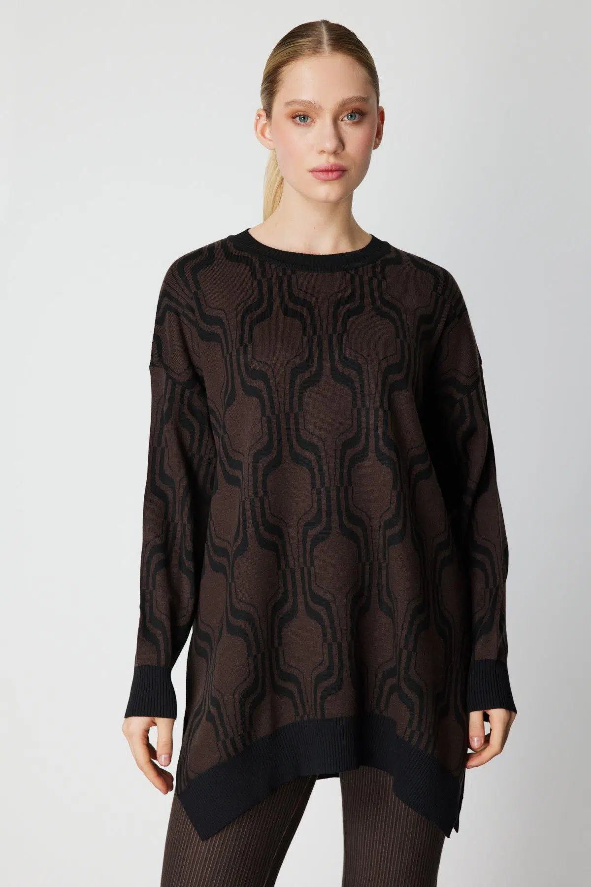 65336 ONTEKS KAZAK DESENLİ SIFIR YAKA UZUN