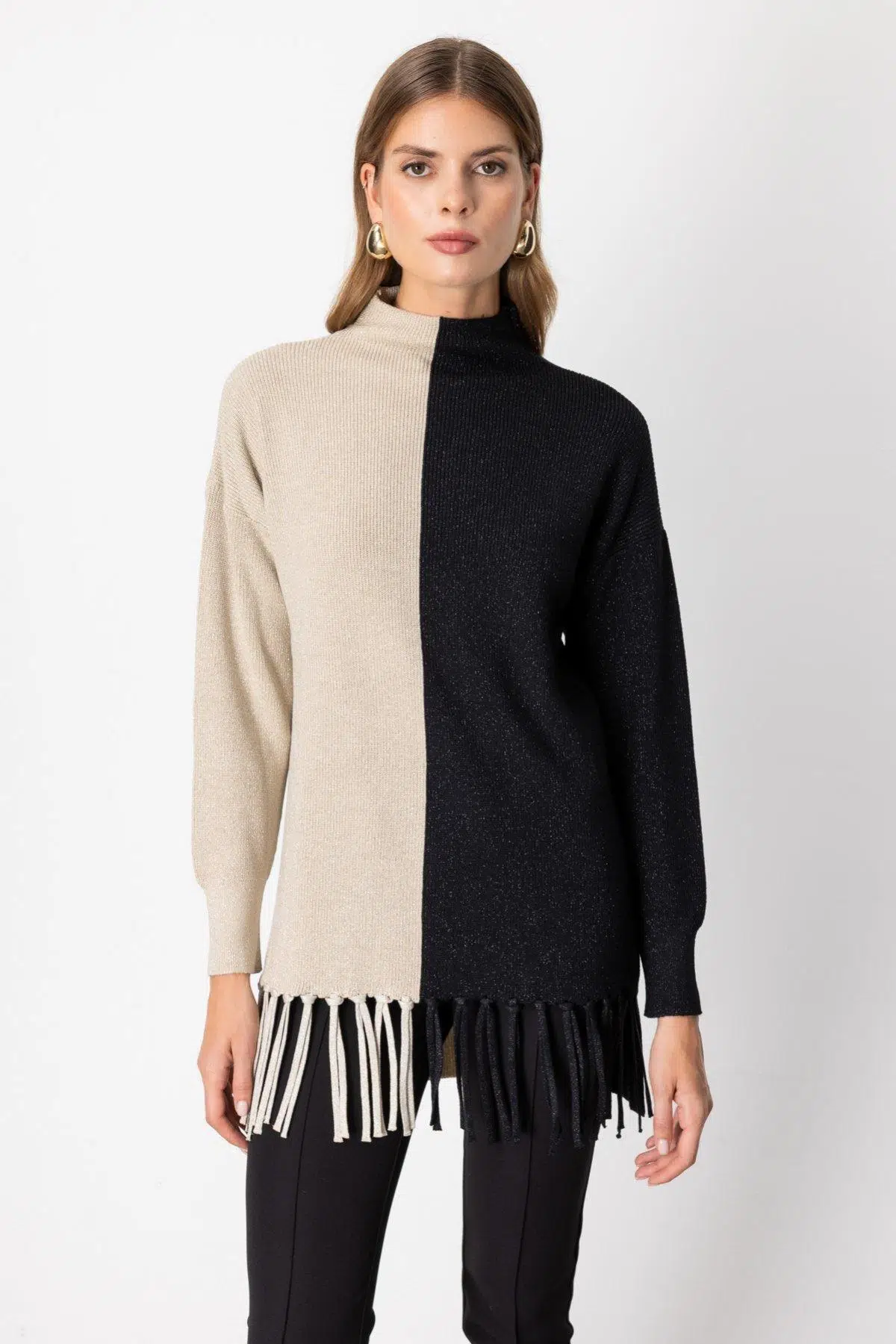 65377 ONTEKS KAZAK PÜSKÜLLÜ ÇİFT RENK