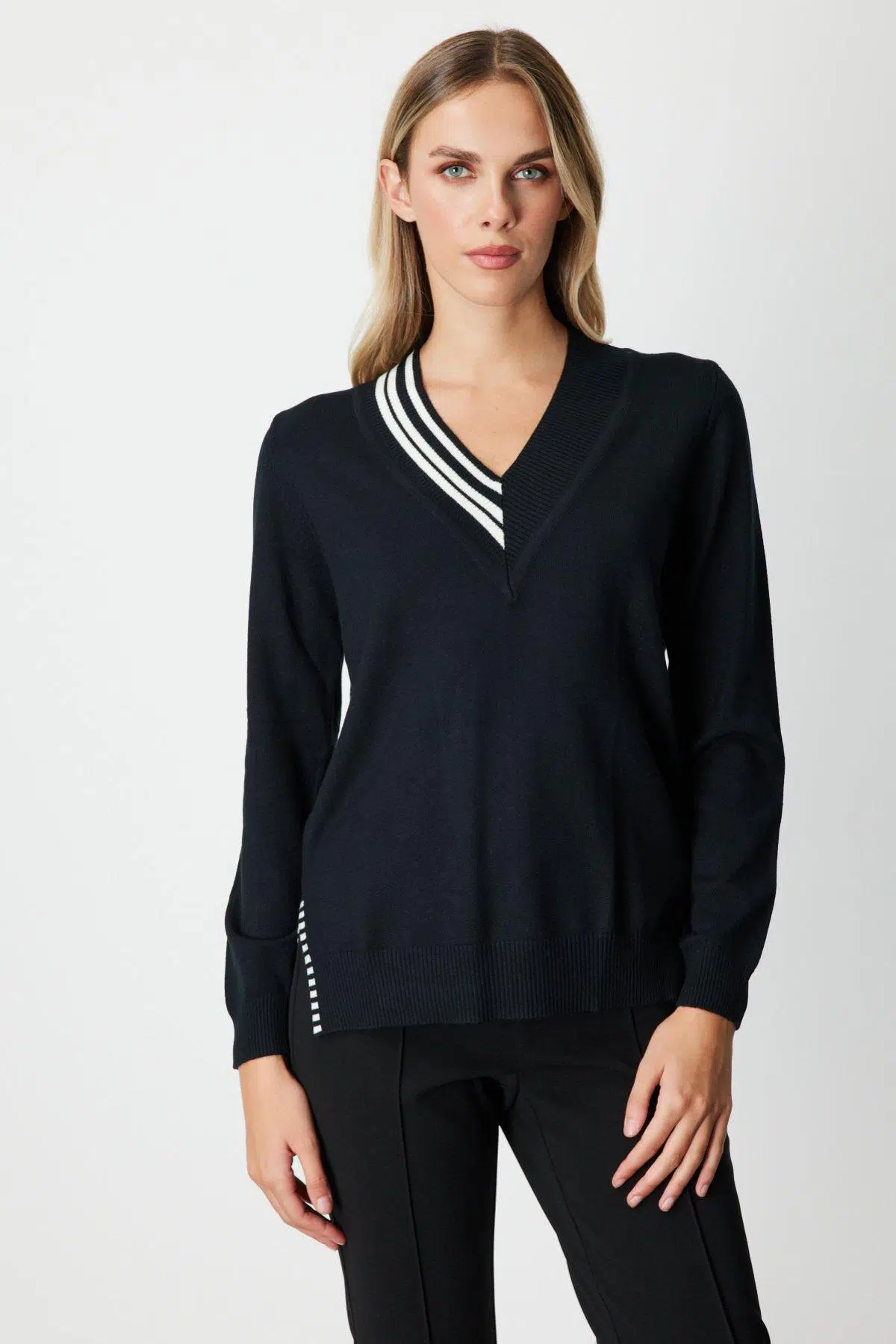 65378 ONTEKS V YAKA YAKASI RİBANALI KAZAK