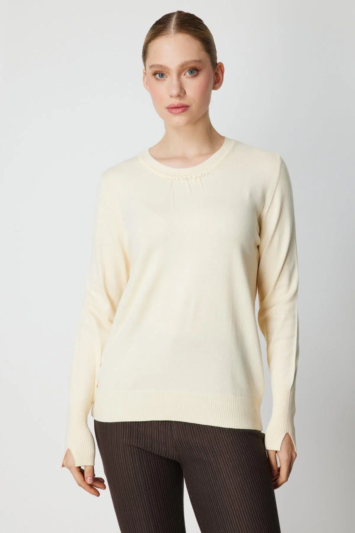 65379 ONTEKS KAZAK YAKASI İNCİLİ