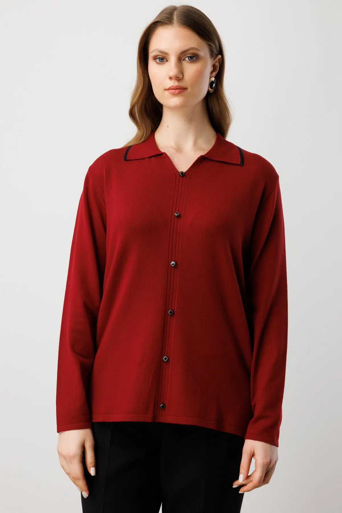 65384 ONTEKS KAZAK DÜĞMELİ GÖMLEK YAKA