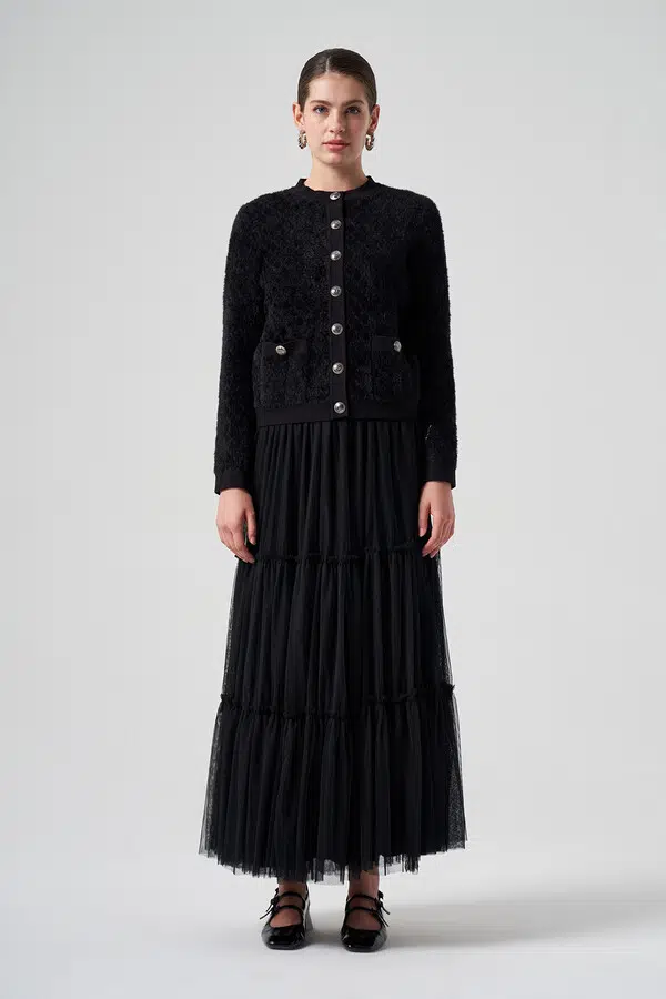 7001 NUSS TRİKO HIRKA - SİYAH