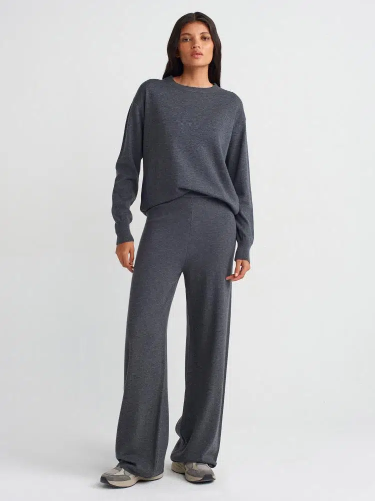 70163 DİLVİN BELİ LASTİKLİ YÜNLÜ TRİKO PANTOLON