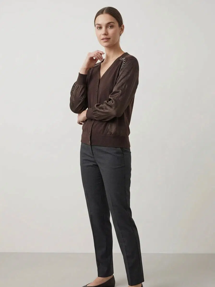 70377 ONTEKS BLUZ - KAHVE