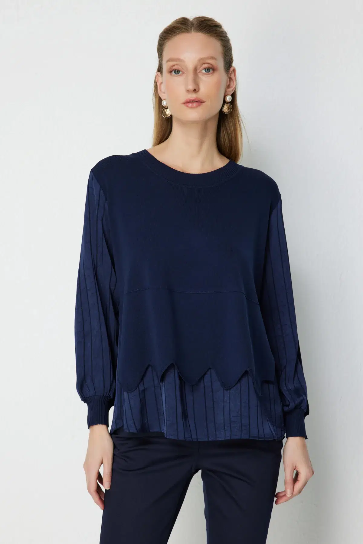 70480 ONTEKS BLUZ - LACİVERT