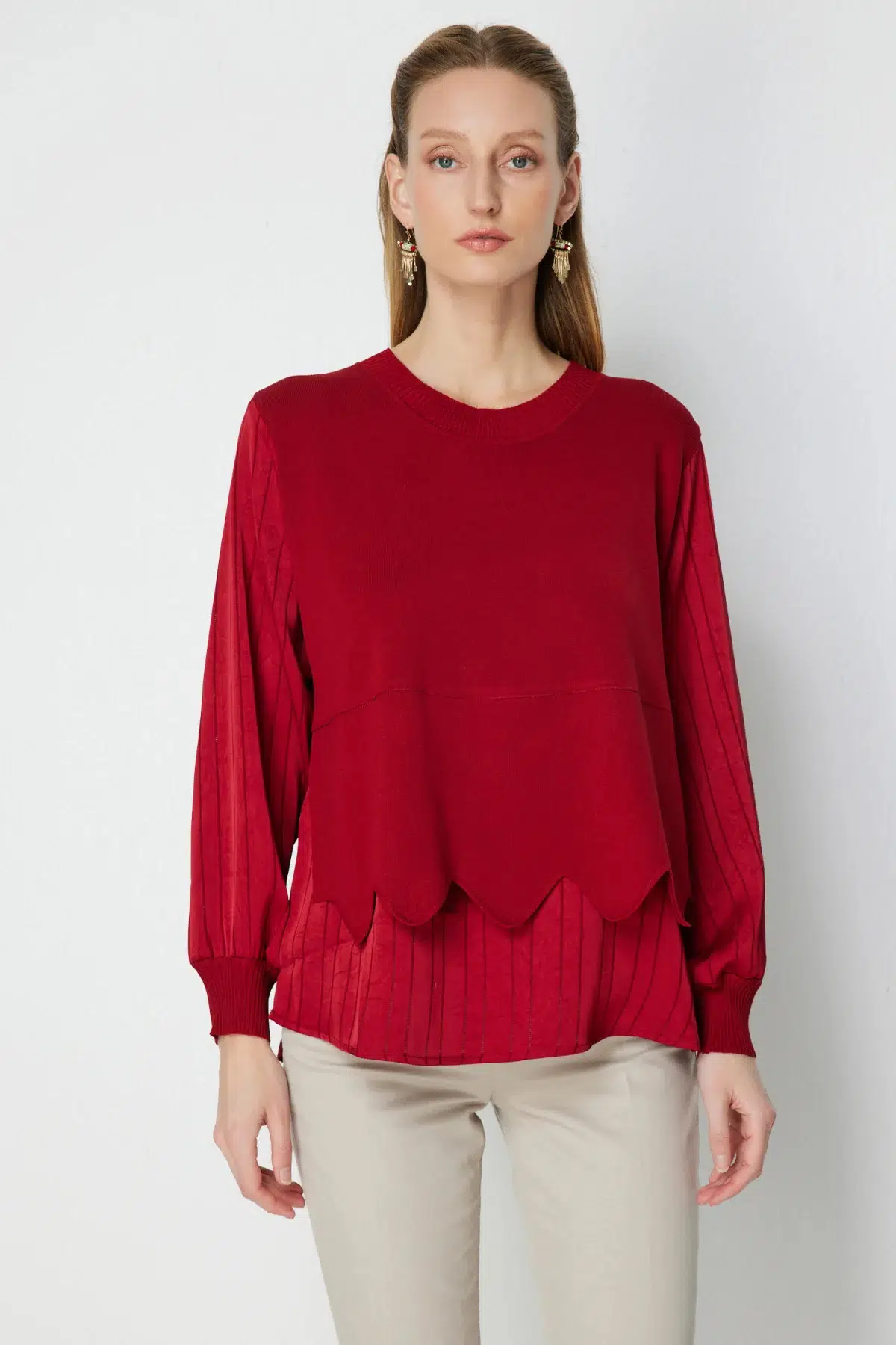 70480 ONTEKS BLUZ - BORDO