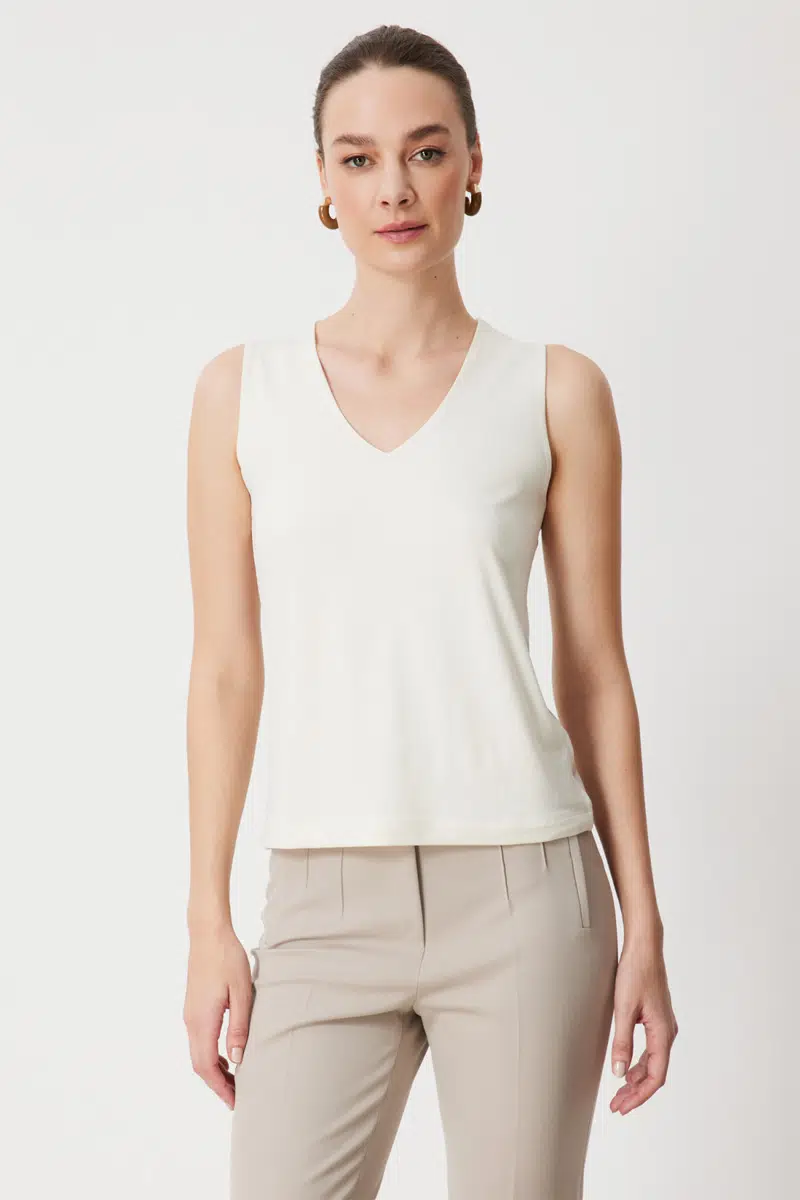 71347 ONTEKS BLUZ V YAKA SİMLİ KUMAŞ