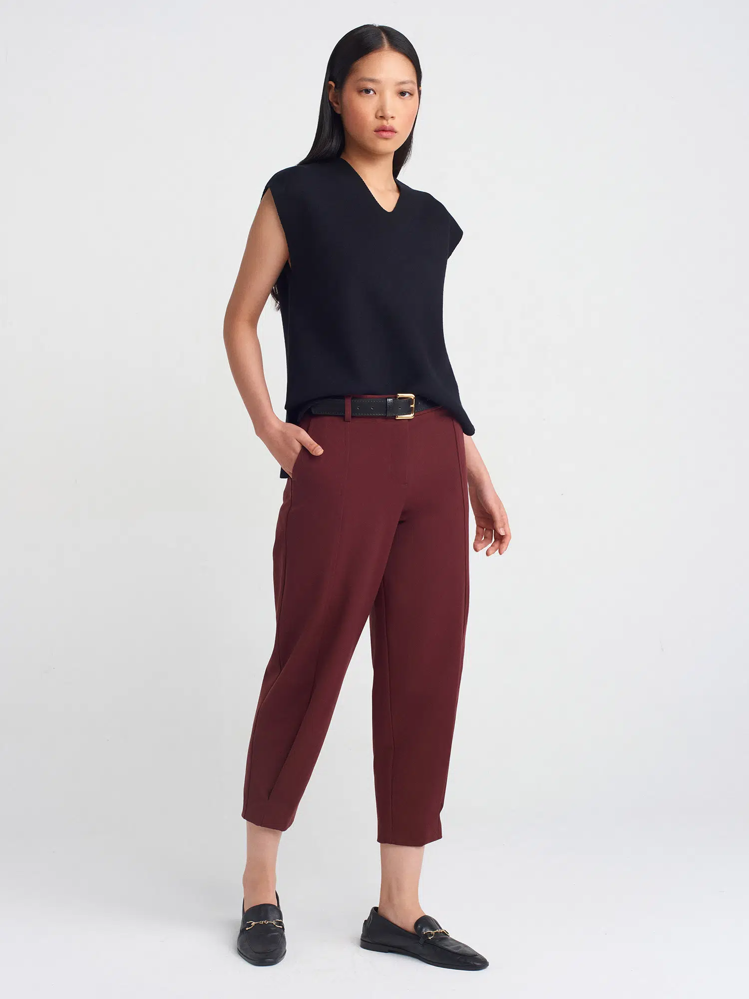 71590 DİLVİN KEMERLİ CROP PANTOLON