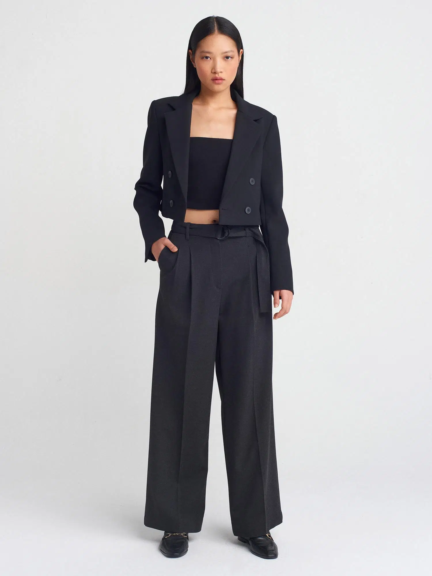 71591 DİLVİN KEMERLİ GENİŞ PANTOLON