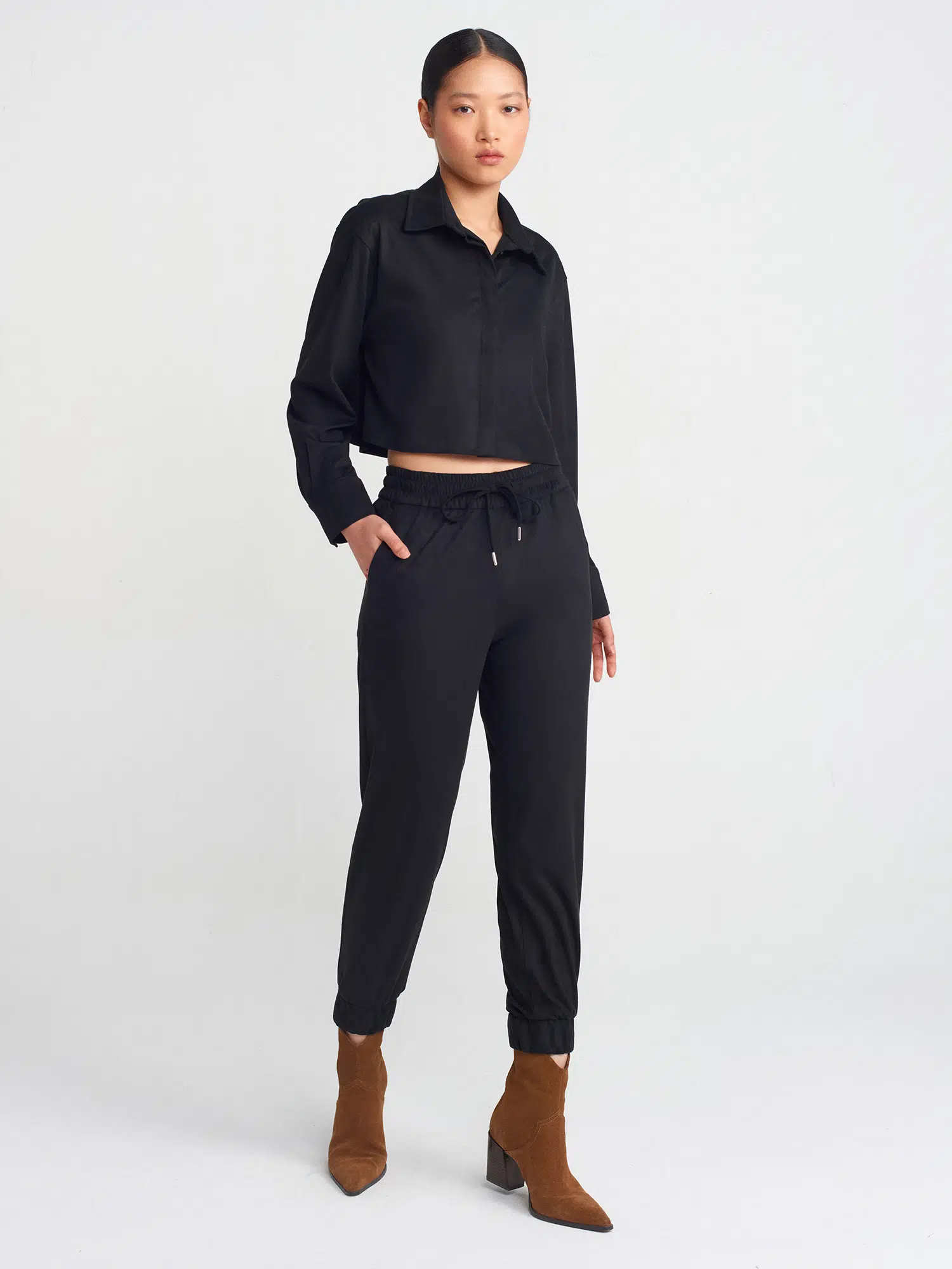 71594 DİLVİN MANŞETLİ JOGGER SÜET PANTOLON