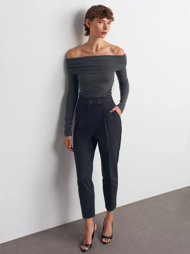 72174 DİLVİN YÜKSEK BEL PİLLİ PANTOLON