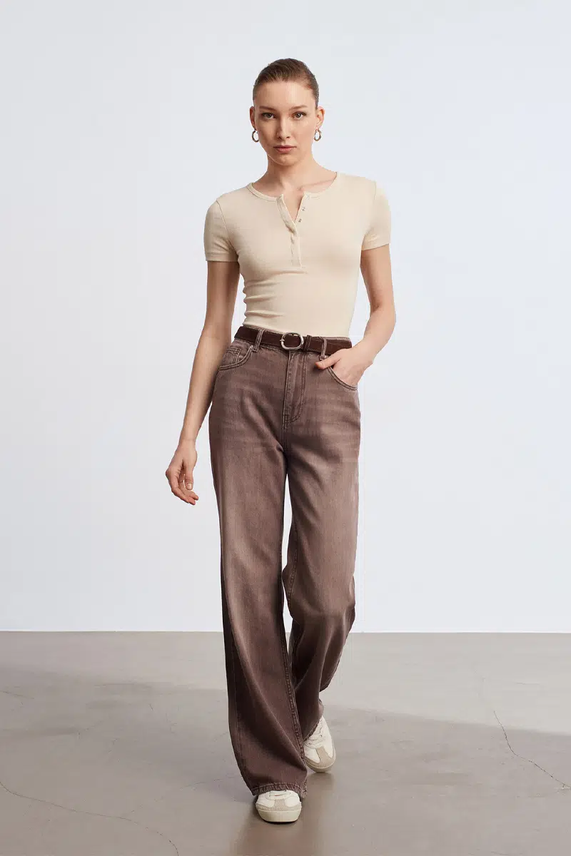 72294 DİLVİN DÖKÜMLÜ PANTOLON - KAHVE