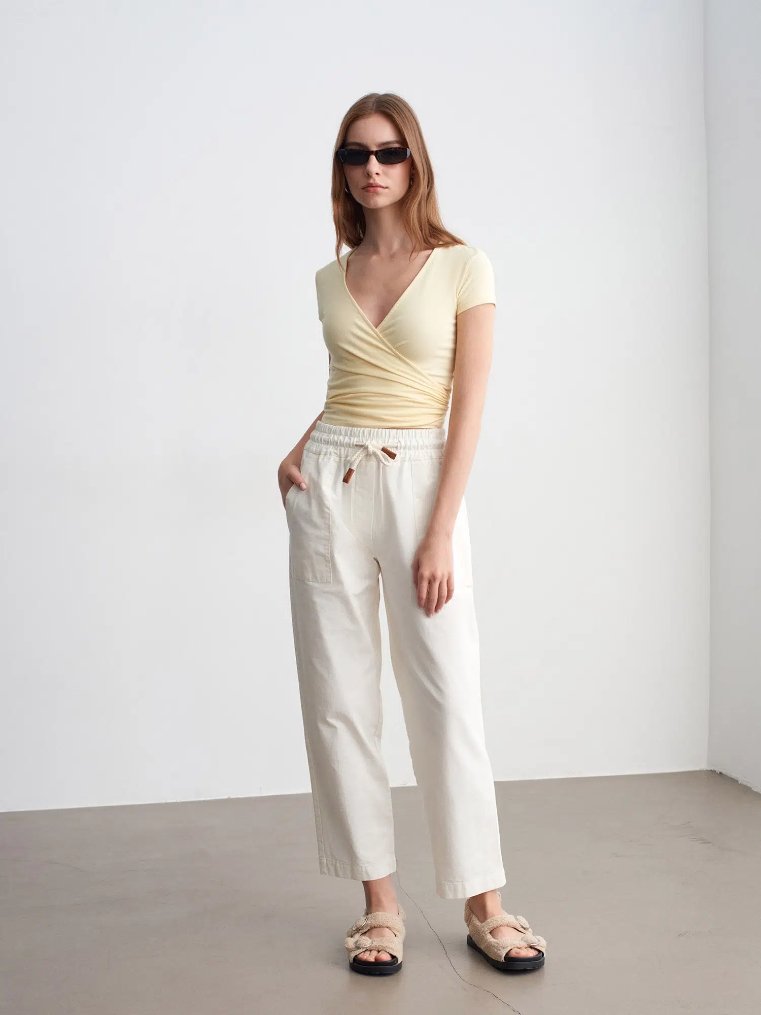 72737 DİLVİN BAĞCIKLI JOGGER PANTOLON - BEYAZ