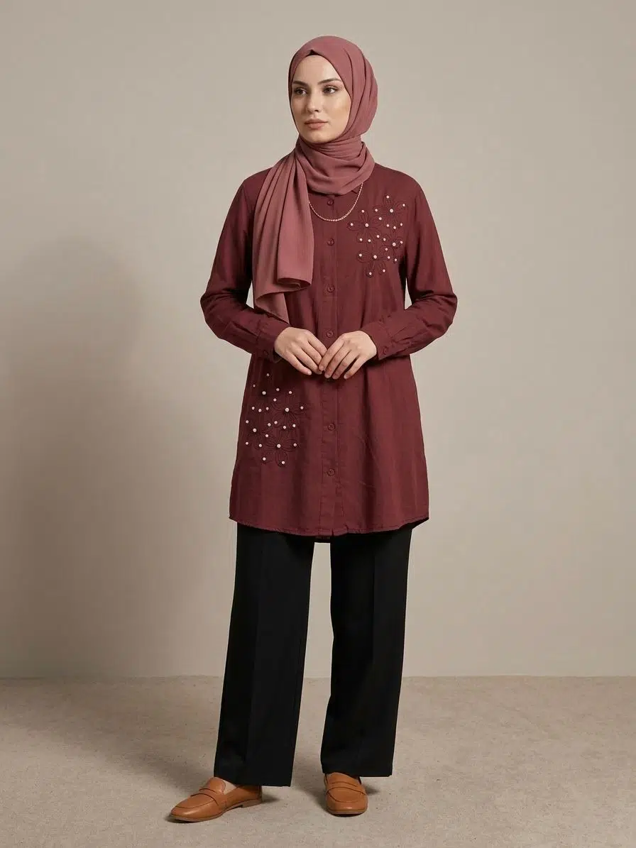 7464 MAGAZİN TUNİK - BORDO