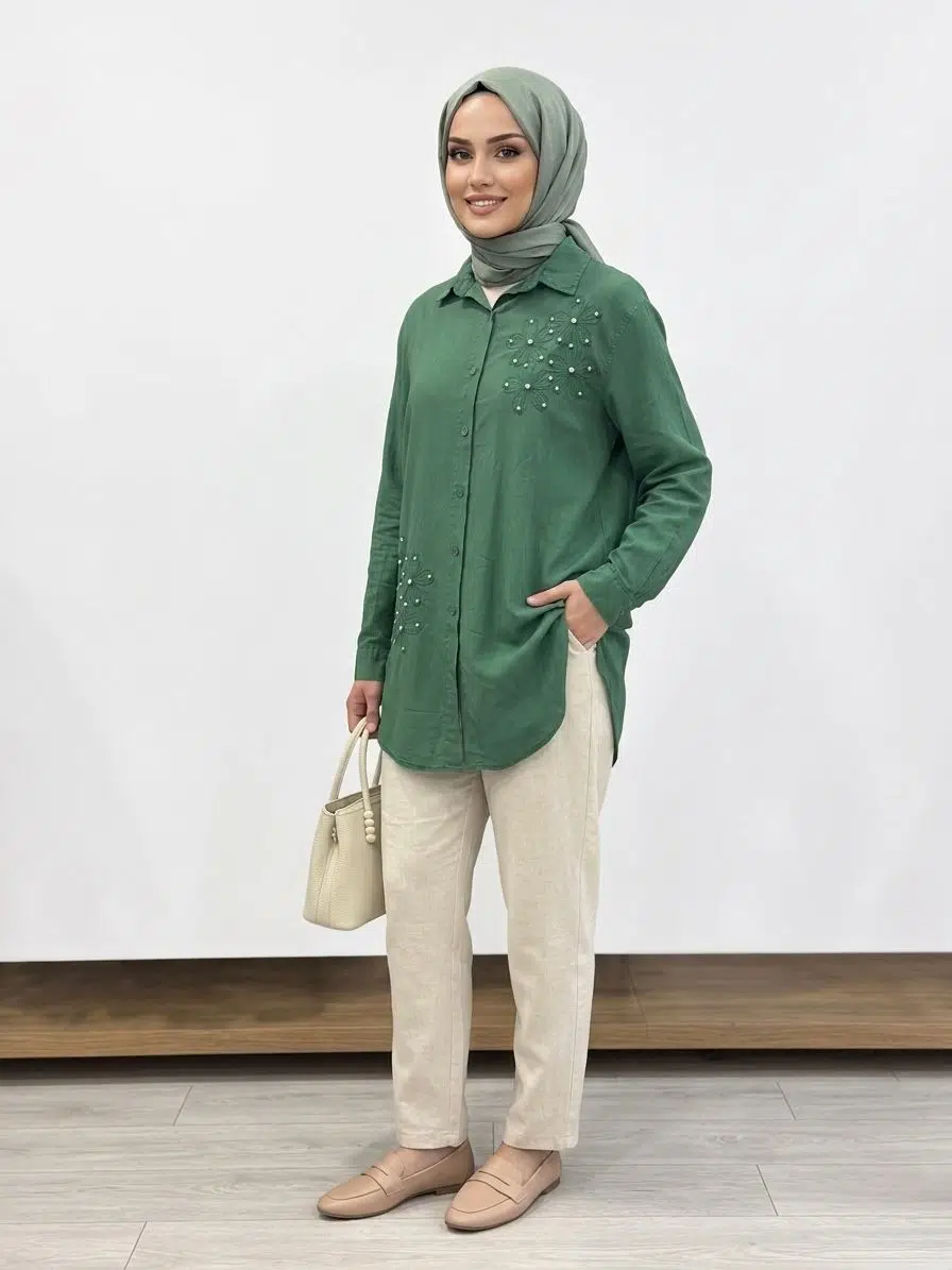 7464 MAGAZİN TUNİK - KOYU YEŞİL