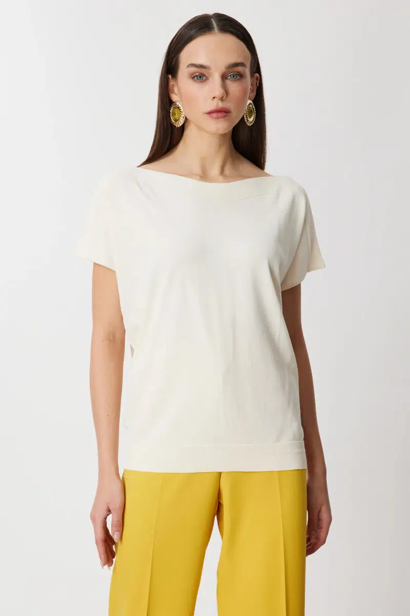 76370 ONTEKS BLUZ KAYIK YAKA KISA KOL