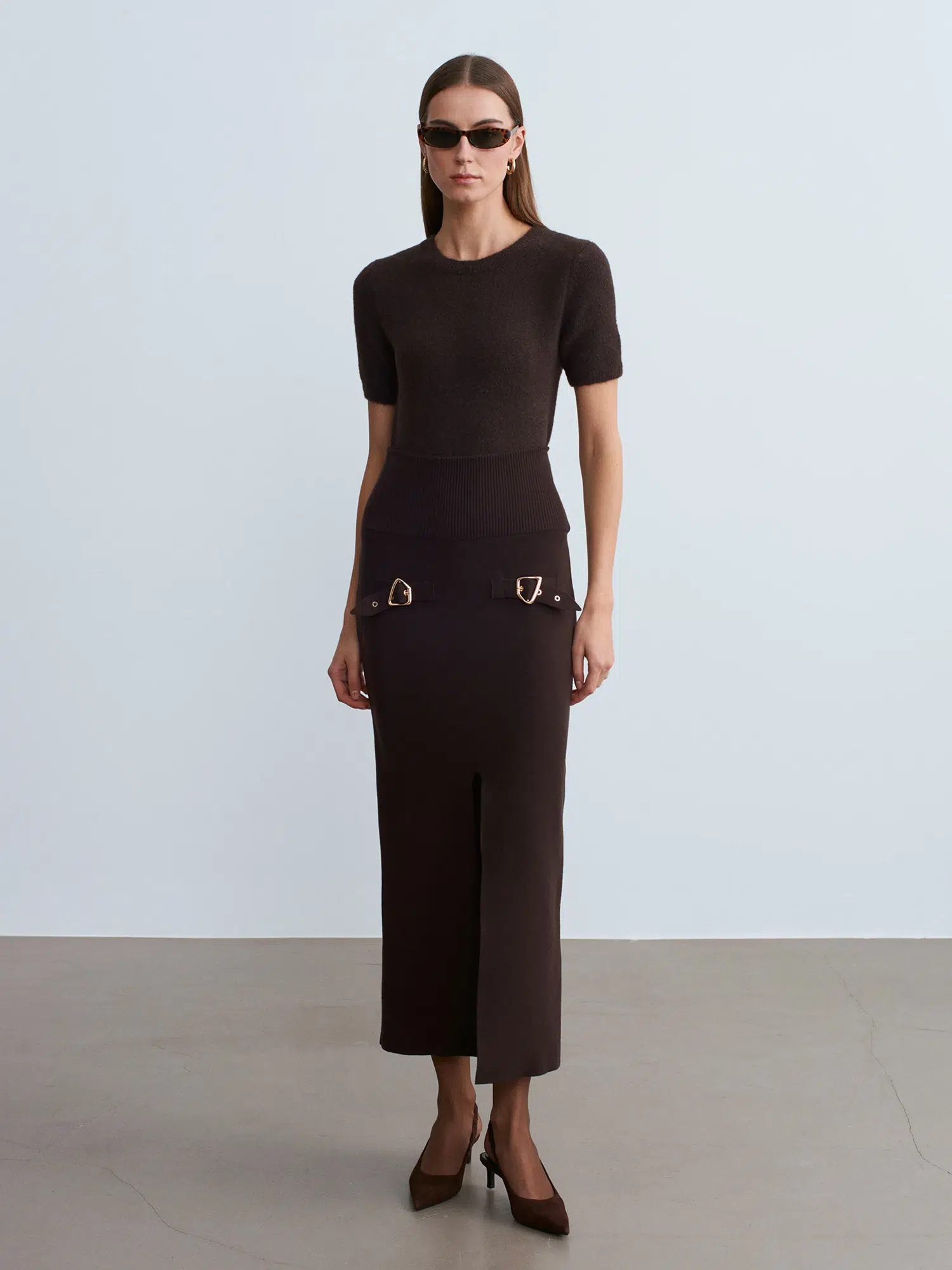 80127 DİLVİN AKSESUAR DETAYLI YIRTMAÇLI TRİKO HIRKA