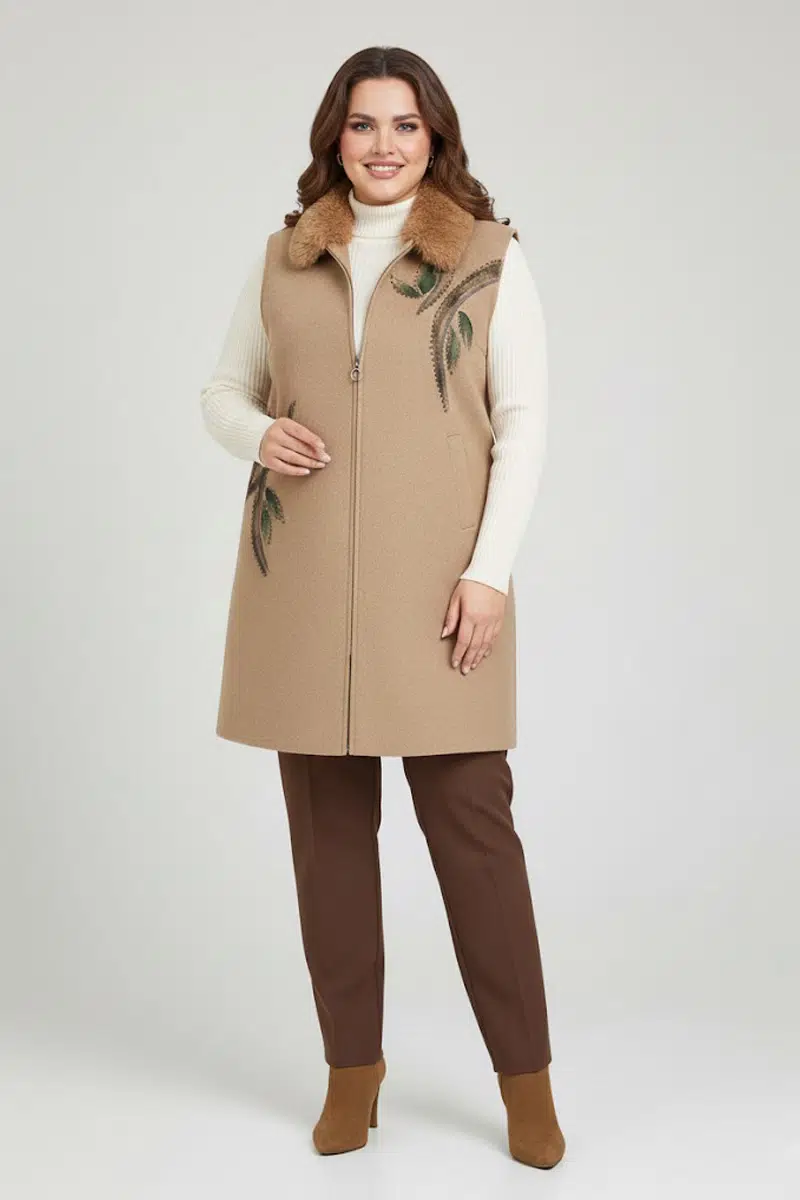 915 ALZETA YAKASI KÜRKLÜ KAŞE YELEK