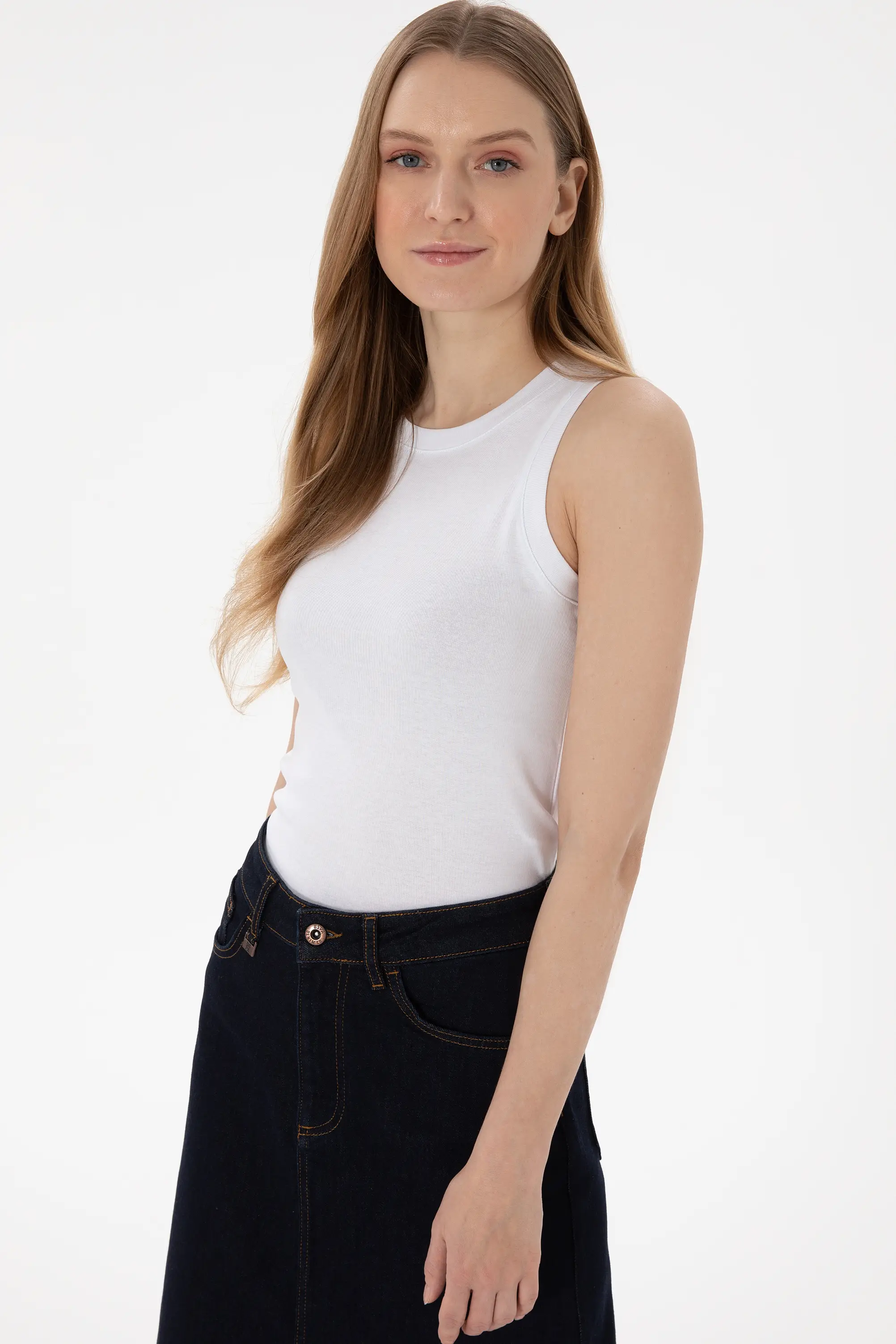 G082SZ011-000-PU-8900 US POLO T-SHIRT - BEYAZ