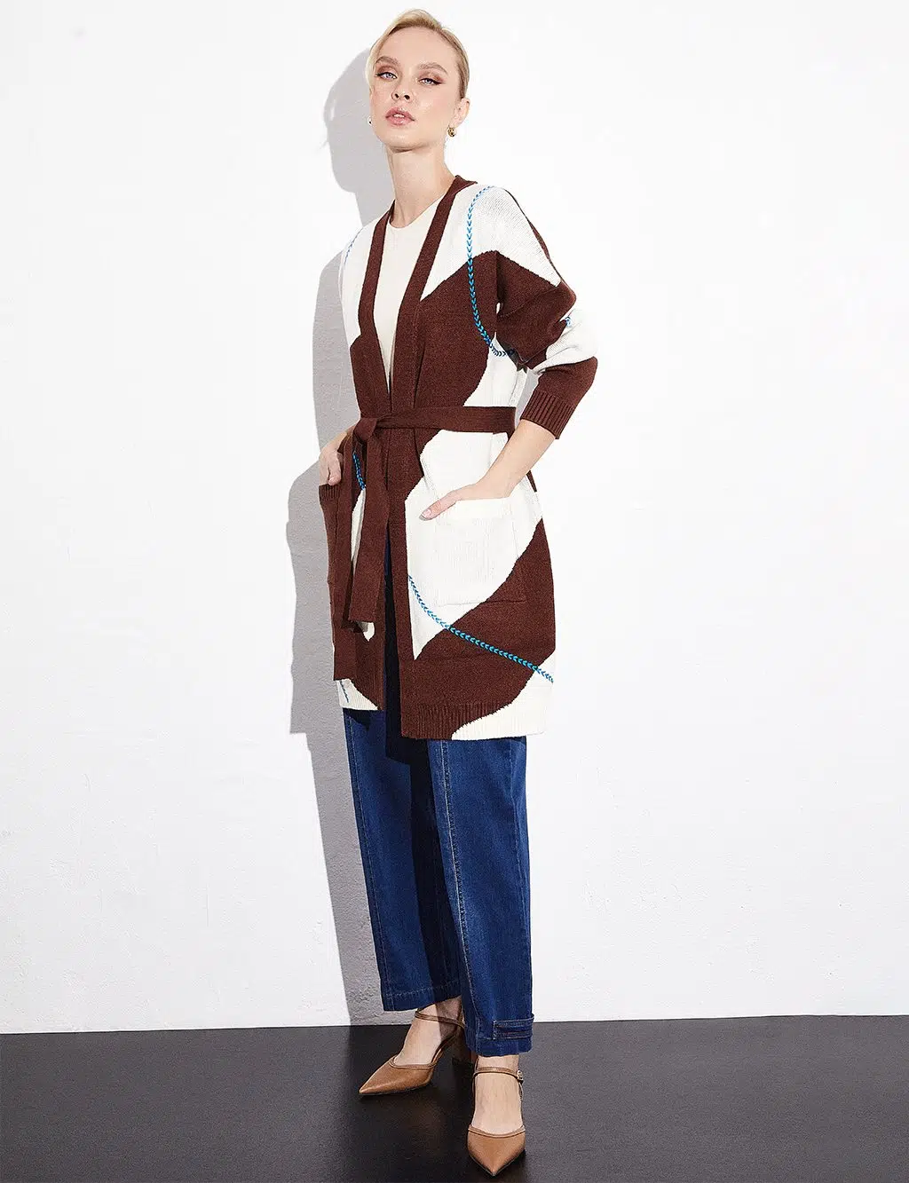 KA-A23-TRK183 KAYRA TRİKO HIRKA - KAHVE-TAŞ