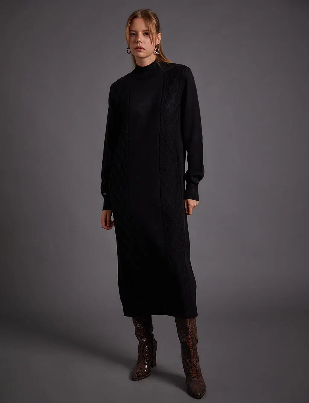 KA-A23-TRK20 KAYRA TRİKO ELBİSE - SİYAH