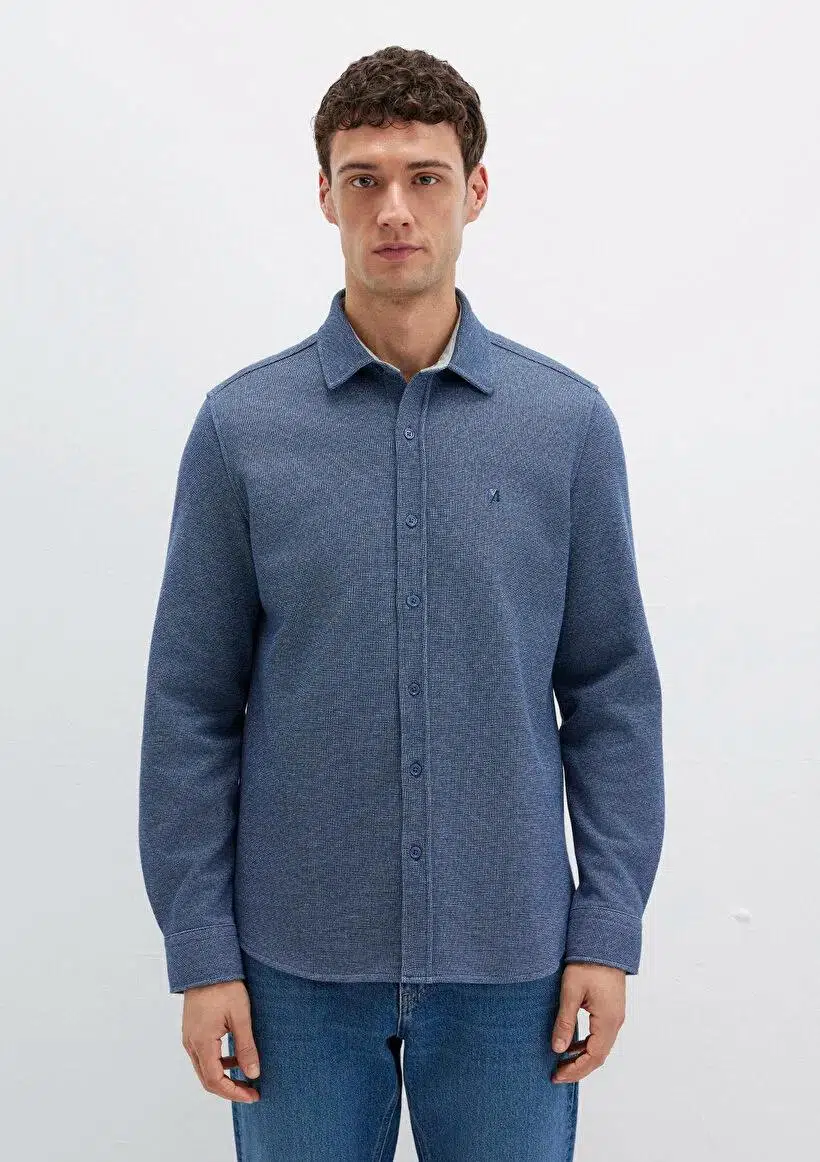 M0211763-70718 MAVİ UZUN KOL GÖMLEK