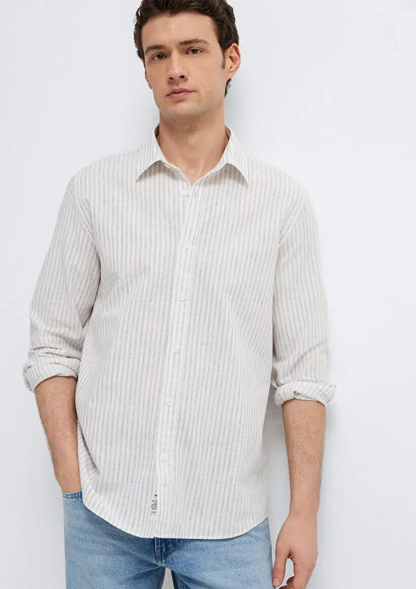 M0212004-91559 MAVİ ÇİZGİLİ GÖMLEK