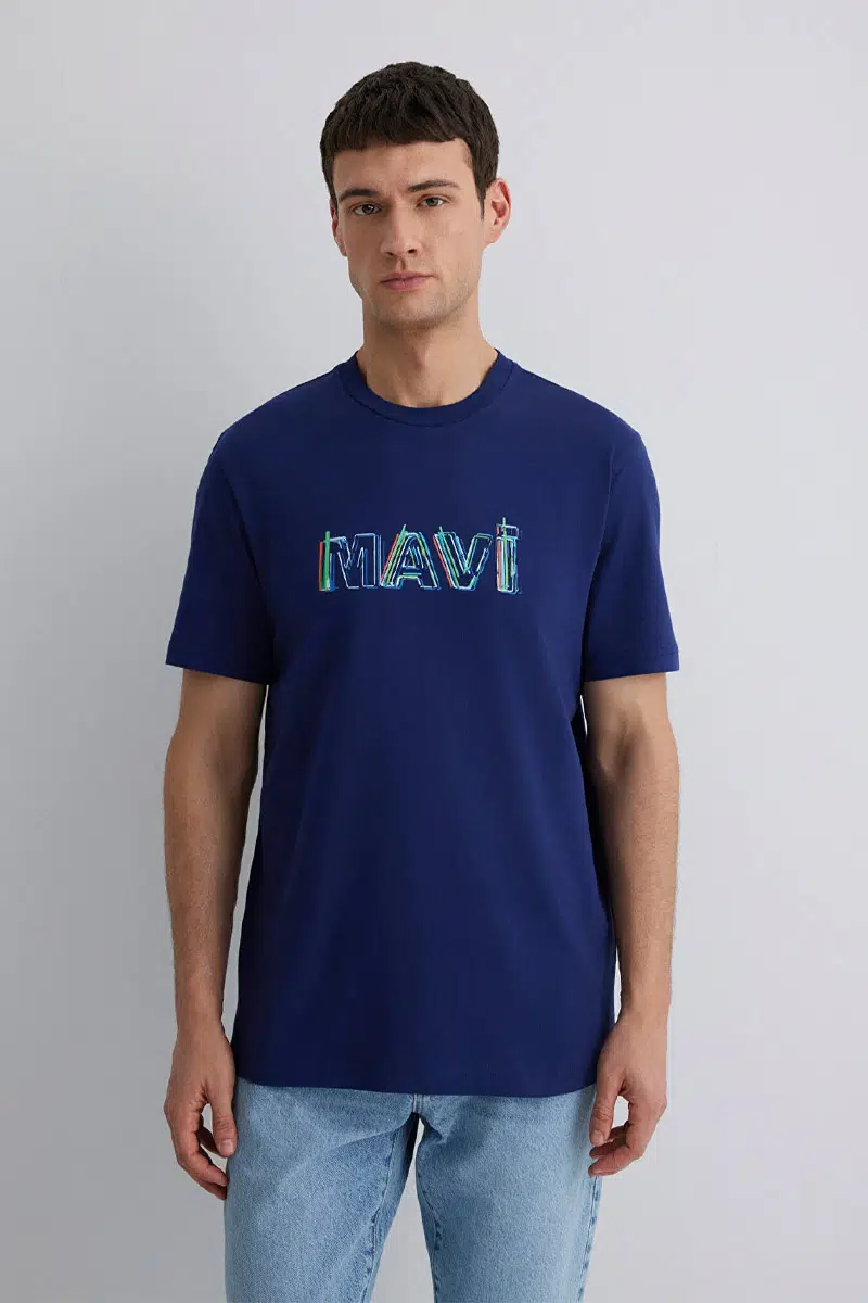 M0612587-70496 MAVİ BASKILI TSHIRT