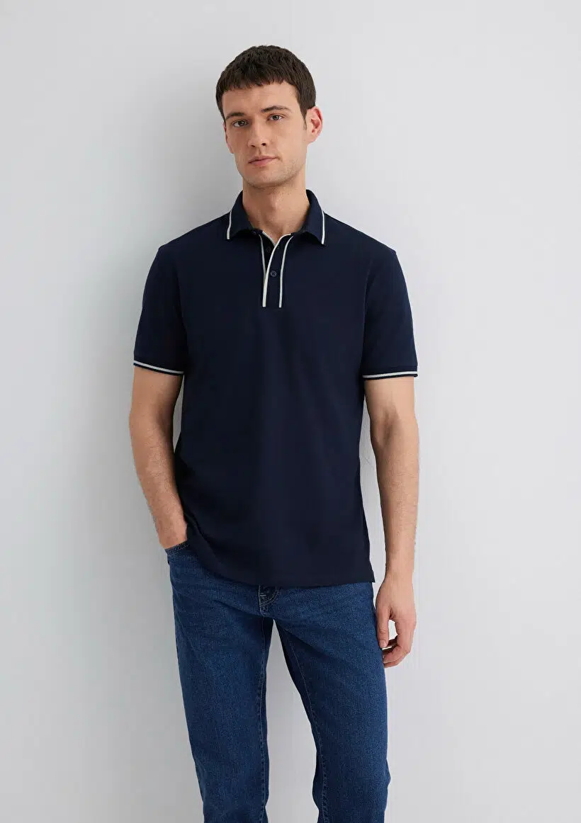 M0612648-80872 MAVİ POLO YAKA T-SHIRT - LACİVERT