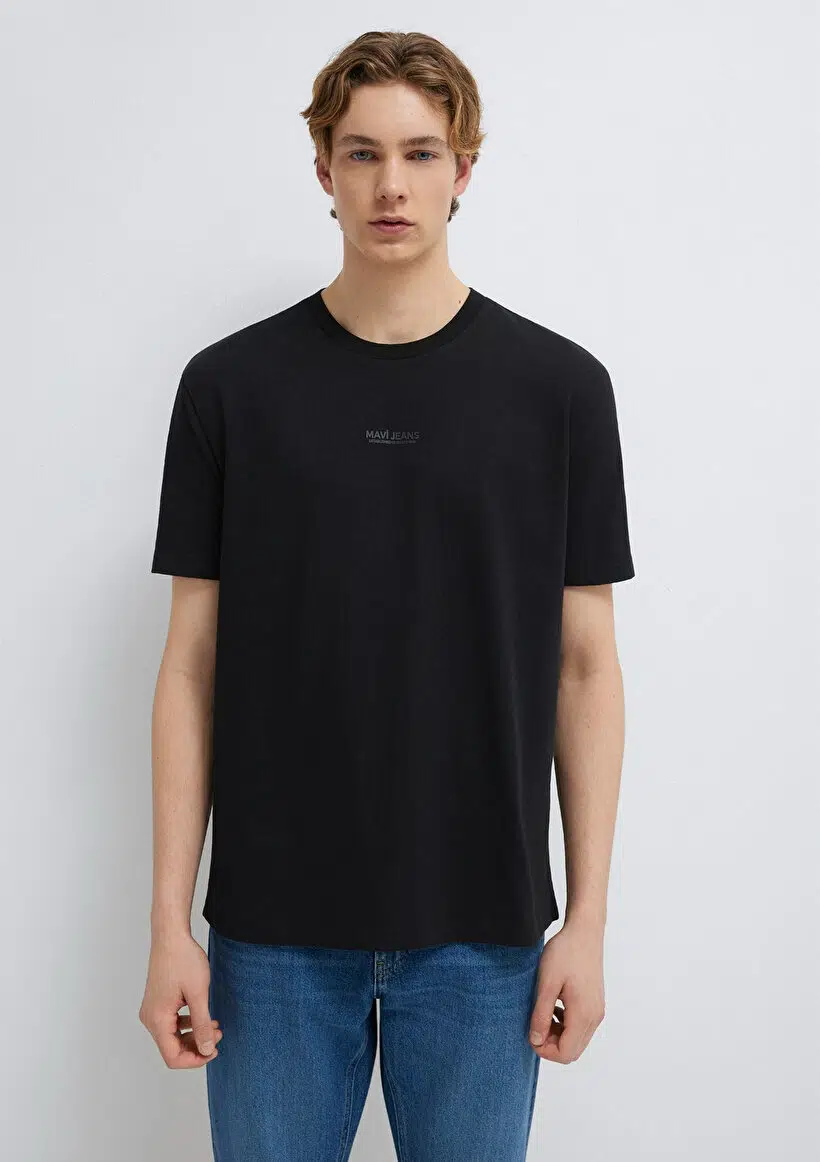 M0613348-900 MAVİ JEANS LOGO T-SHIRT - SİYAH