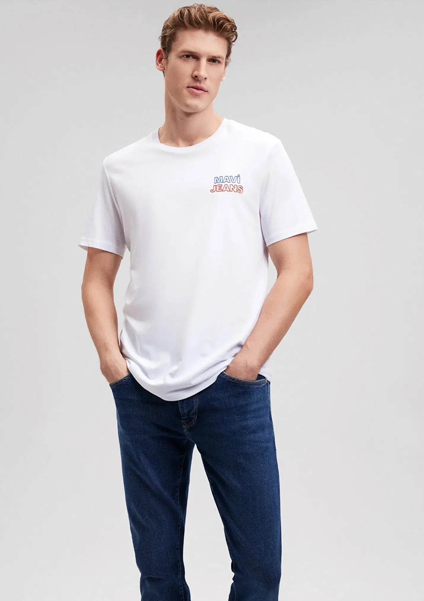 M066841-620 MAVİ BASKILI TİŞÖRT