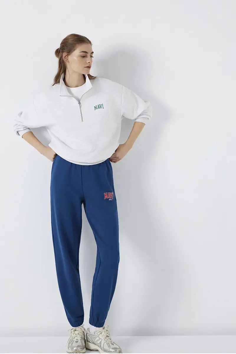 M1010757-82625 MAVİ ÖRME PANTOLON EŞOFMAN ALTI - K.LACİ
