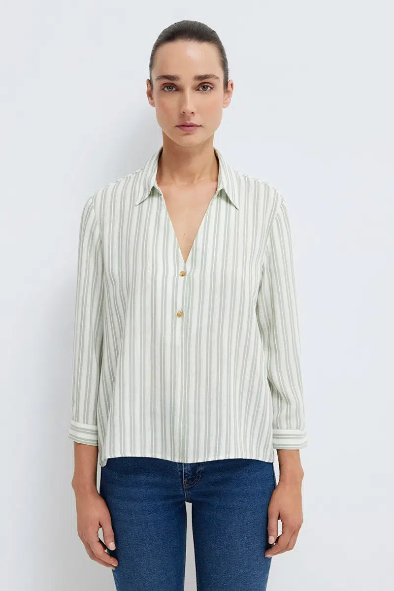 M122400-91387 MAVİ UZUN KOLLU BLUZ - GREY