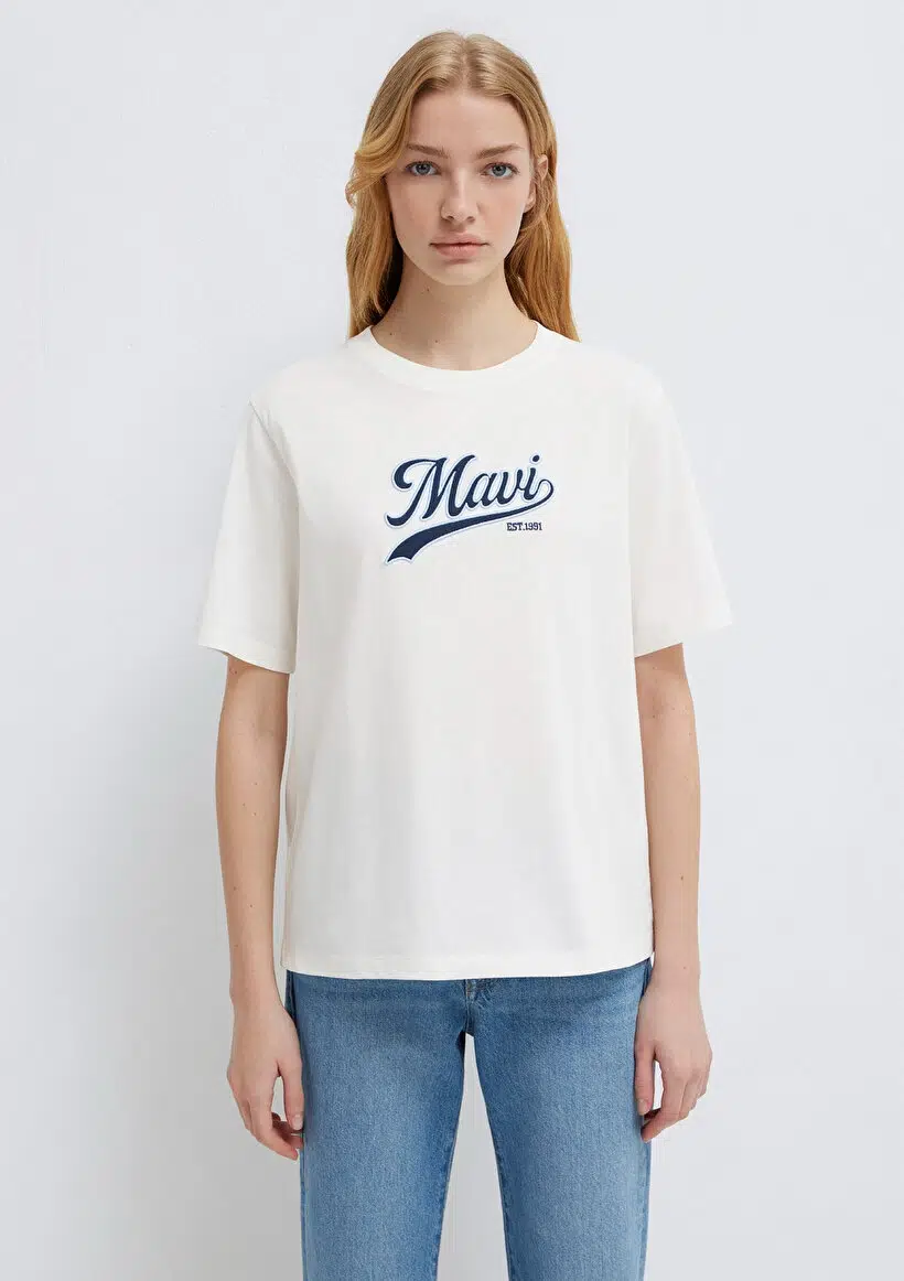 M1613565-80194 MAVİ LOGO BASKILI T-SHIRT