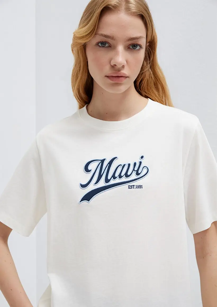 M1613565-80194 MAVİ LOGO BASKILI T-SHIRT