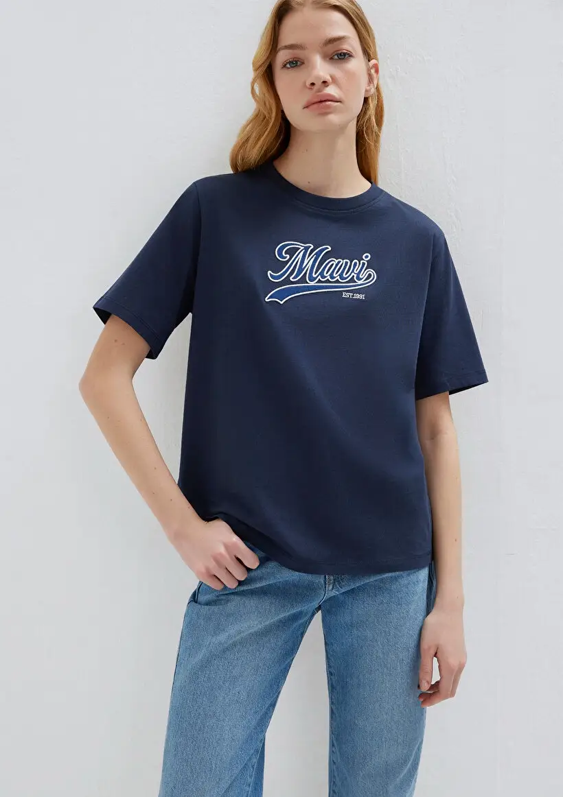 M1613565-82318 MAVİ LOGO BASKILI T-SHIRT