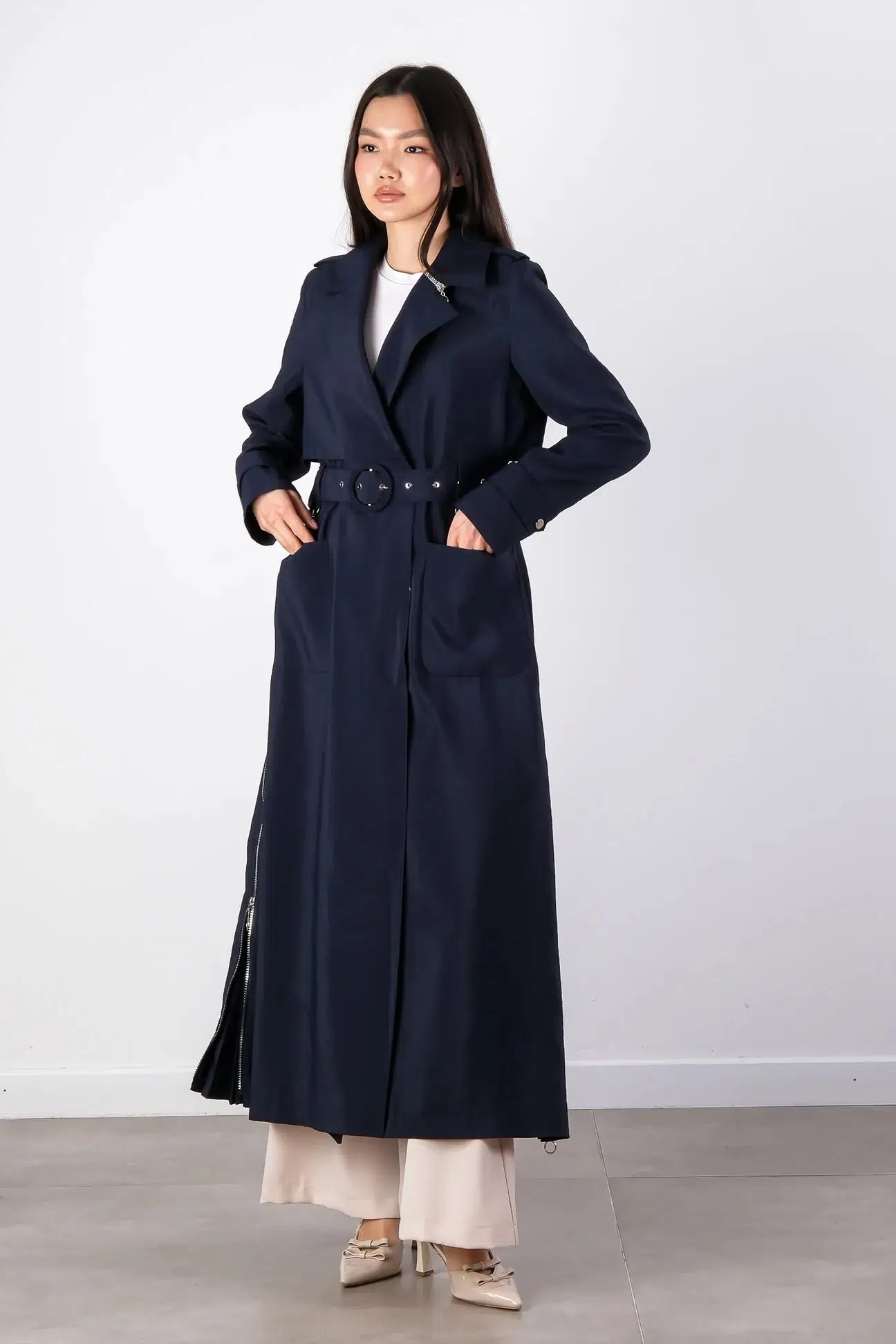 S-26-814 MASSİMO DONNA TRENÇKOT - LACİVERT