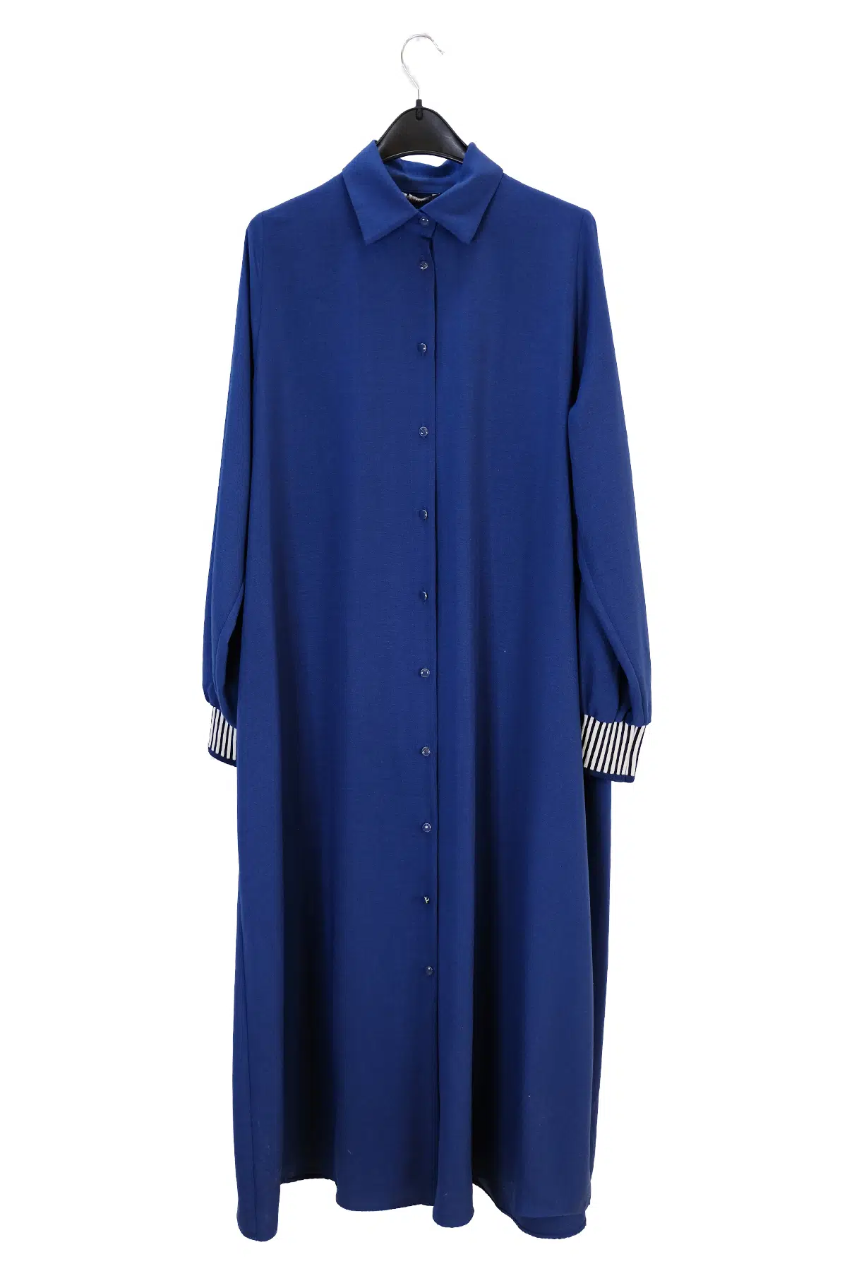 T1338 GİZEMLİ RİBANALI UZUN TUNİK - İNDİGO