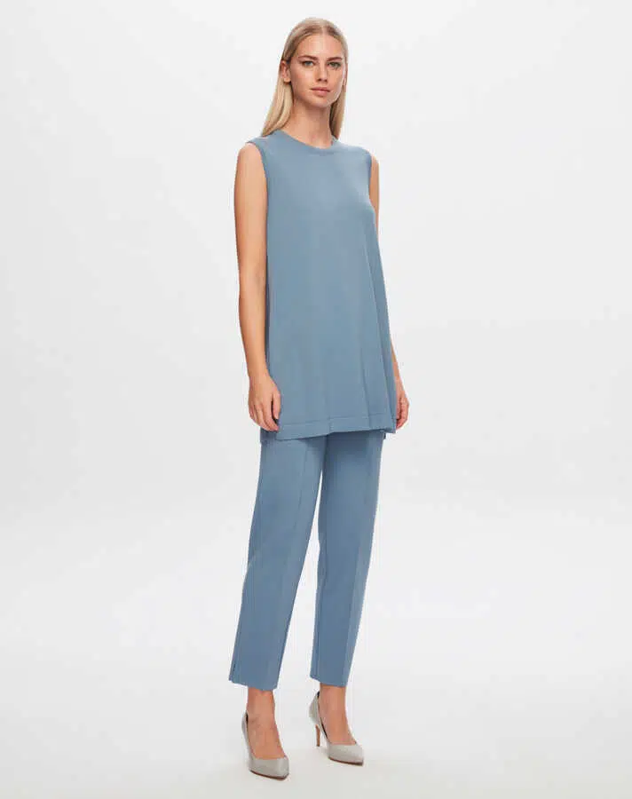 T24Y-6000 MISSDALIDA BASİC KOLSUZ TRİKO TUNİK - BLUE