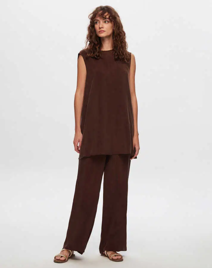 T24Y-6007 MISSDALIDA KOLSZU CUPRO TUNİK - KAKAO