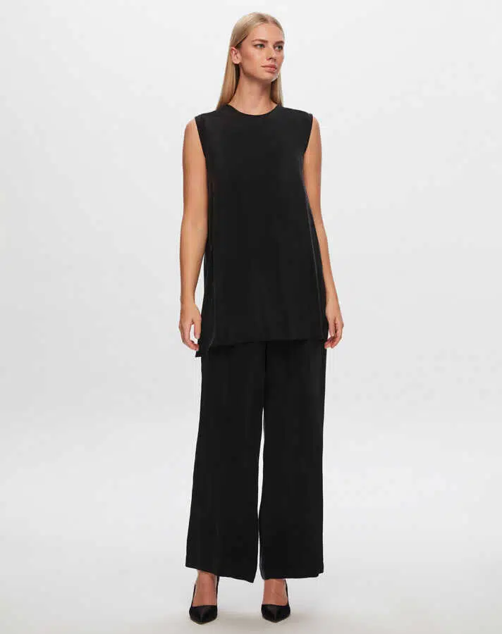 T24Y-6007 MISSDALIDA KOLSZU CUPRO TUNİK - BLACK