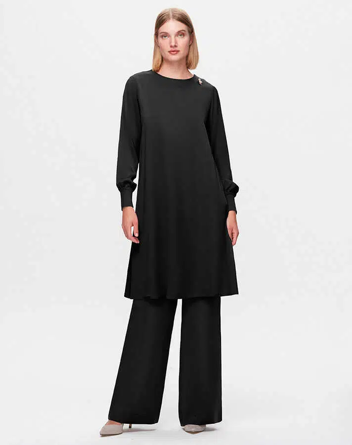 T25K-7015 MISSDALIDA BOL PAÇA CUPRO PANTOLON - BLACK