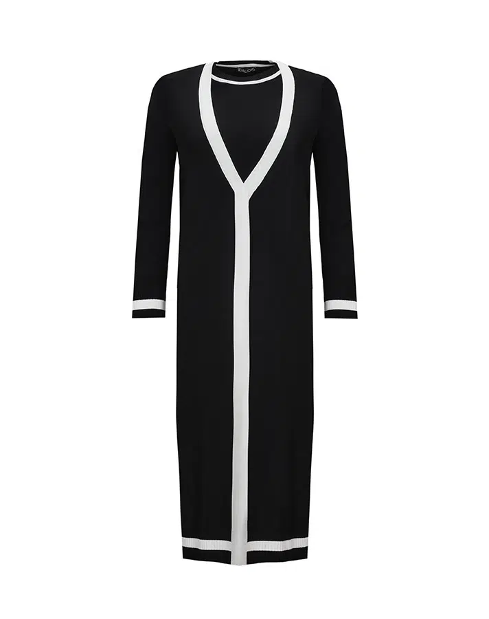 T25Y-0003 MISSDALIDA RENK ŞERİTLİ KLASİK HIRKA TUNİK TAKIM