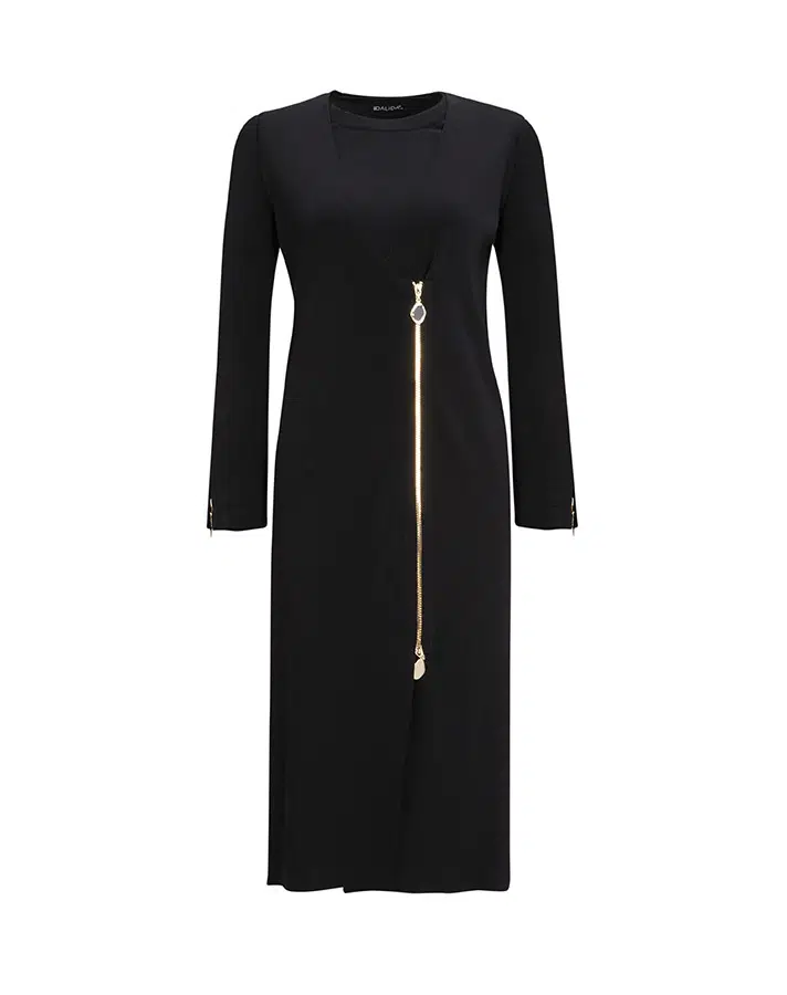 T25Y-6013 MISSDALIDA KOLU FERMUAR DETAYLI TRİKO TUNİK