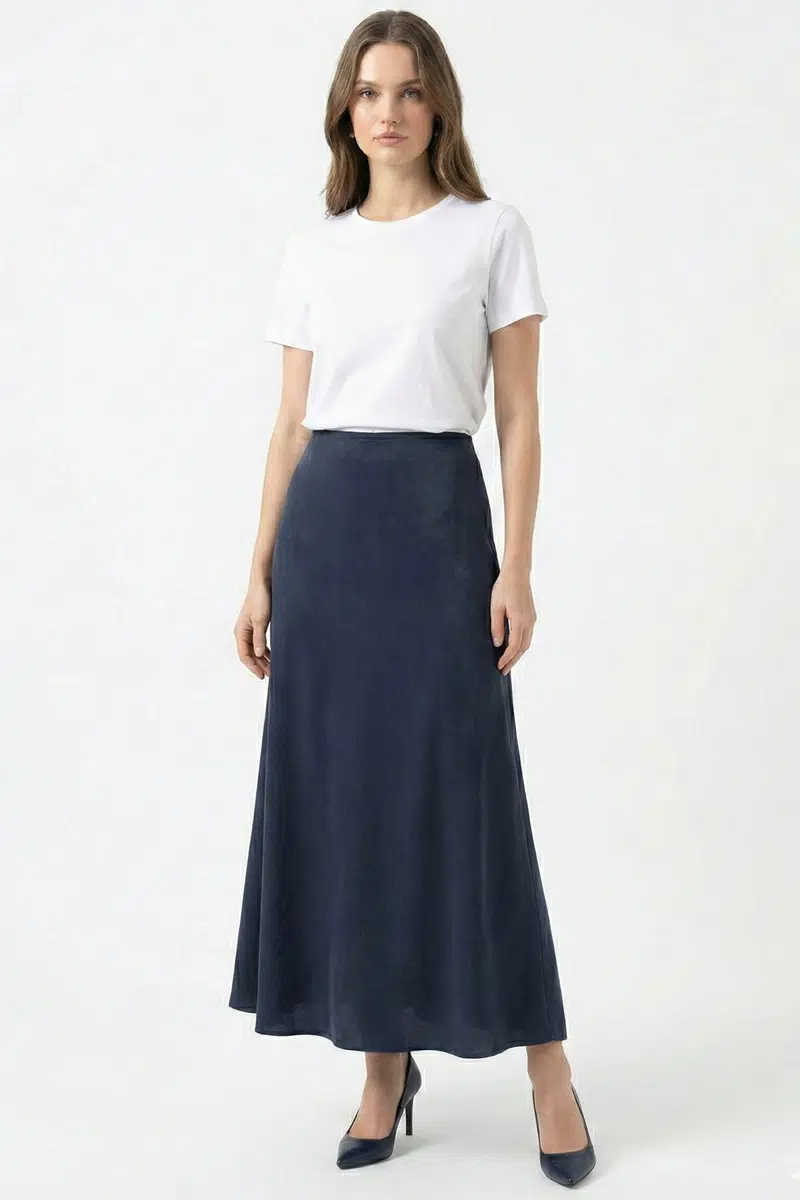 T26Y-2003 MISSDALIDA A KESİM CUPRO ETEK - DARK NAVY