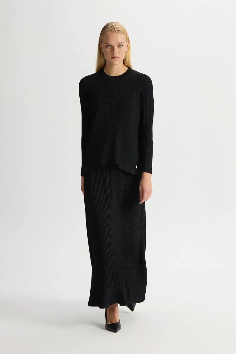 T26Y-6032 MISSDALIDA FİTİLLİ TRİKO TUNİK - BLACK