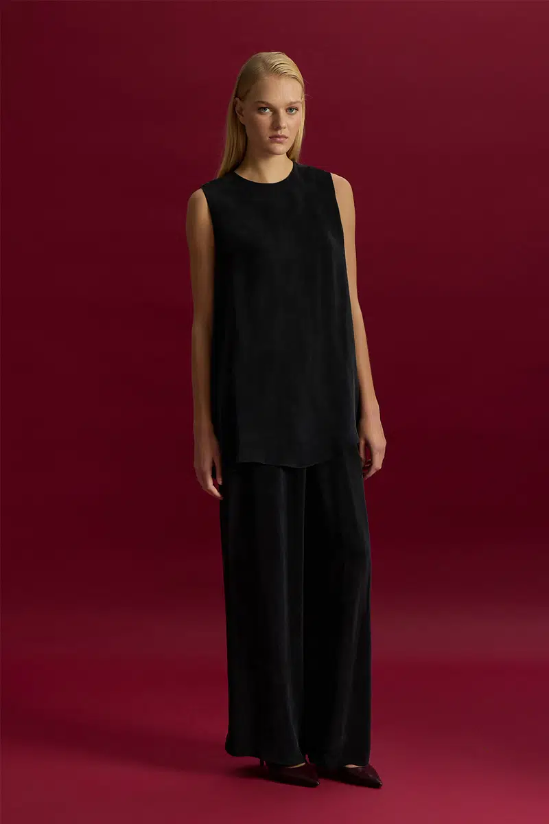 T26Y-7003 MISSDALIDA BOL PAÇA BASİC CUPRO PANTOLON - BLACK