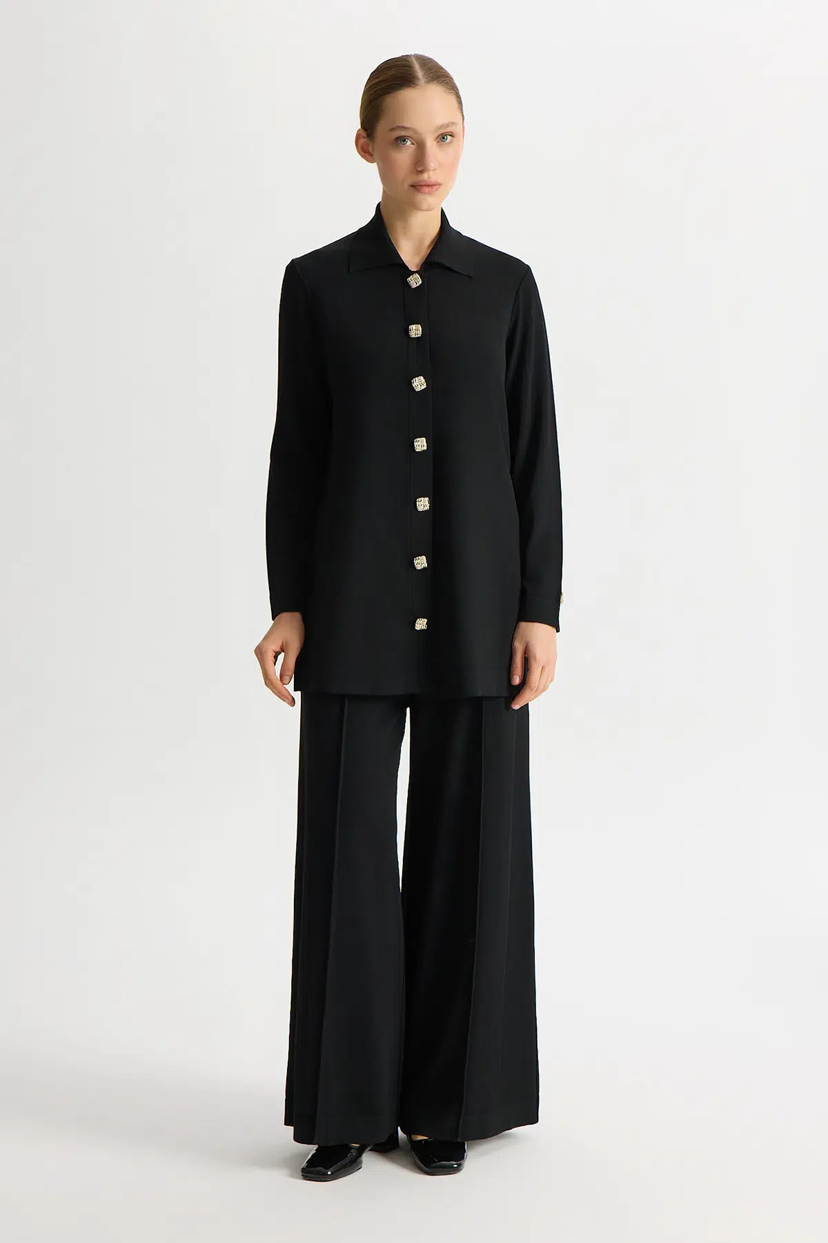 T26Y-7005 MISSDALIDA DÜZ RENK TRİKO PANT. ETEK - BLACK