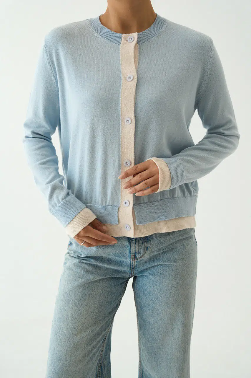 TH251035 QUSTYLE DÜĞ. ÇİFT RENK HIRKA